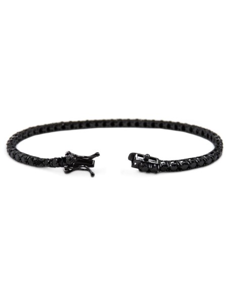 Tennis Bracelet 925 Sterling Silver Ruthenium Finish with Black Zircons