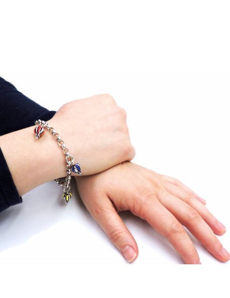 Bracciale in Argento 925 con Mongolfiere Smaltate