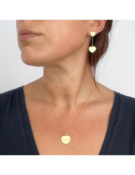 Collana Cuore Personalizzabile in Argento Placcato Oro con Diamante