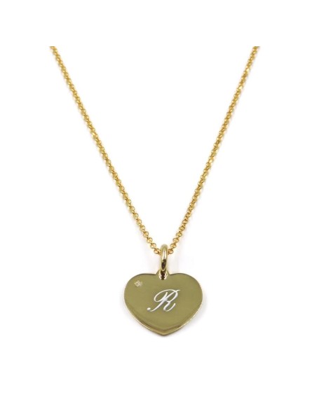 Collana Cuore Personalizzabile in Argento Placcato Oro con Diamante