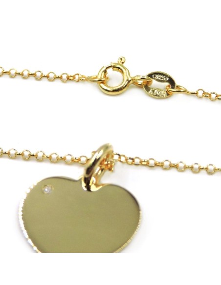 Bracciale Catena Donna in Argento 925 Rodiato con Ciondolo Doppio Cuore