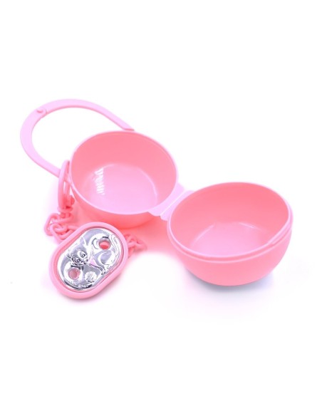 Pink Pacifier Clip with Case Baby Girl Cat Decor 