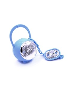 Porta Ciucciotto con Box Azzurro Inserti in Argento PVD...