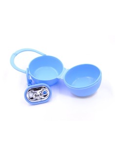 Porta Ciucciotto con Box Azzurro Inserti in Argento PVD... 2