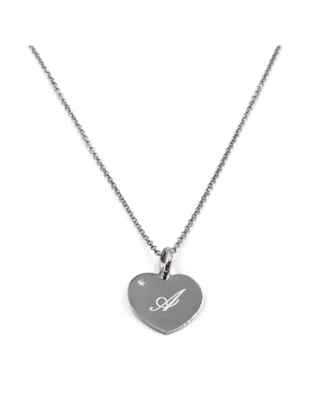 Customizable 925 Sterling Silver Heart Necklace with Diamond