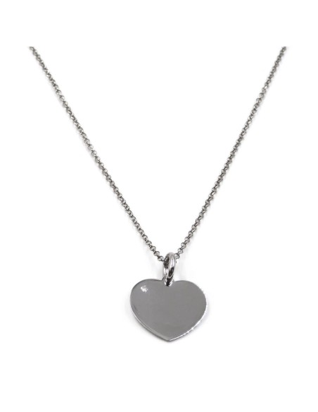 Bracciale Catena Donna in Argento 925 Rodiato con Ciondolo Doppio Cuore