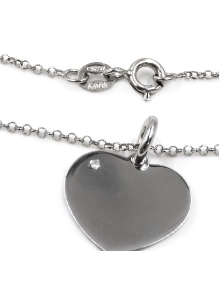 Customizable 925 Sterling Silver Heart Necklace with Diamond