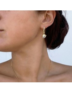Bell Hoop Earrings with Pearl and Zirconia 2