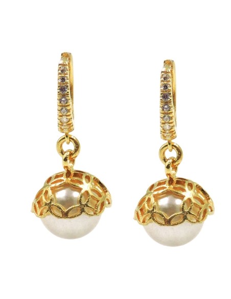 Orecchini Fiore in Argento 925 Con Zirconi Bianchi By Taitù