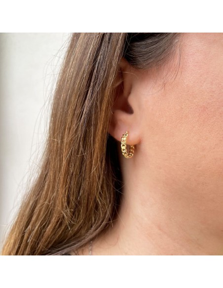 Gold Plated Sterling Silver Chain Hoop Earrings 