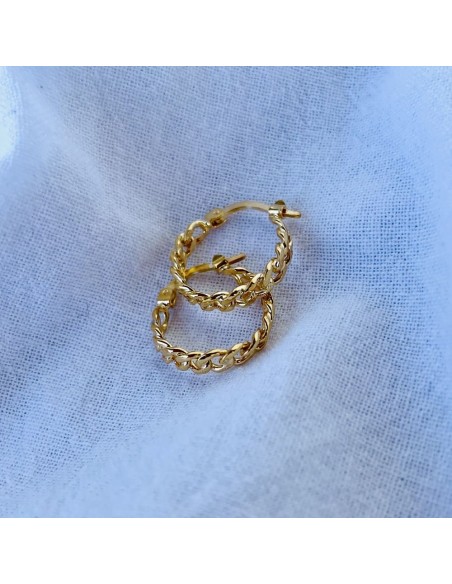 Gold Plated Sterling Silver Chain Hoop Earrings 