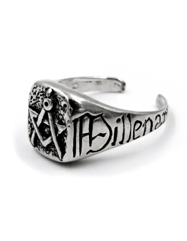 Sterling Silver Ring with Masonic Symbology of the Illuminati