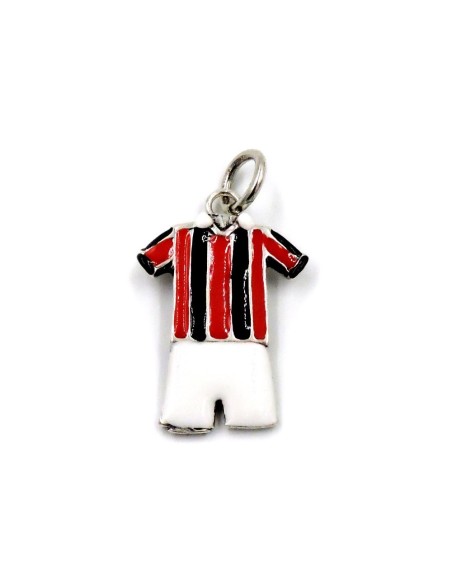 Solid Silver Red and Black Striped Football Uniform Pendant 