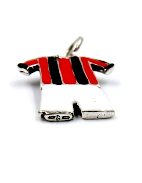 Solid Silver Red and Black Striped Football Uniform Pendant 