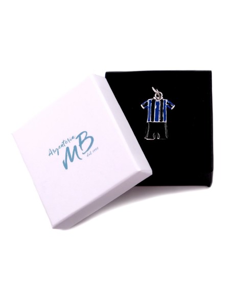 Solid Silver Black and Blue Striped Football Uniform Pendant 