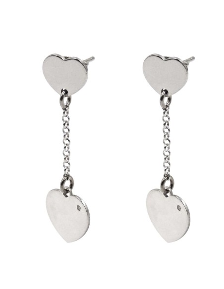 925 Sterling Silver Hearts Earrings with Diamond
