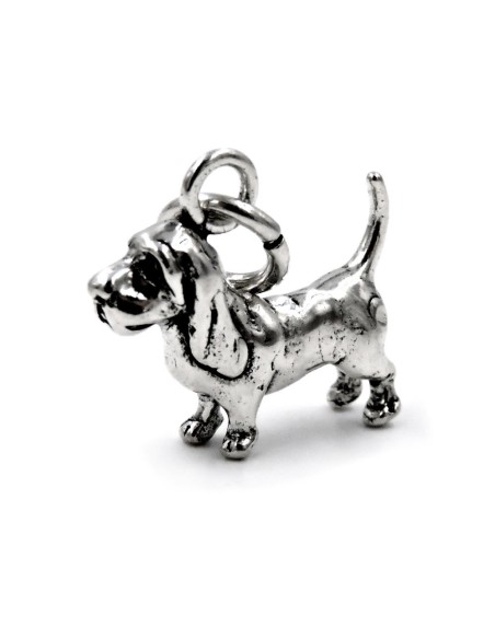 Solid Silver Basset Hound Pendant 