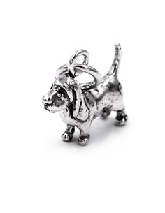 Solid Silver Basset Hound Pendant  2
