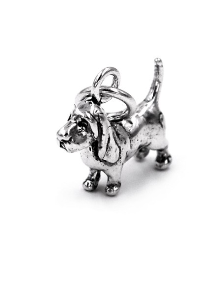 Solid Silver Basset Hound Pendant 