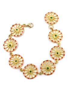 Bracciale in Argento Dorato Ruote Carretto Siciliano...