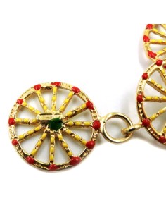 Enamelled Golden Solid Silver Sicilian Cart Wheels Bracelet  2