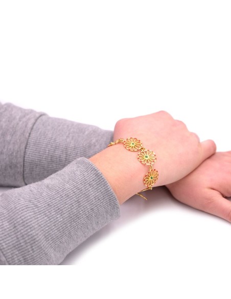 Bracciale in Argento Dorato Ruote Carretto Siciliano Smaltate