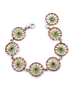 Enamelled Solid Silver Sicilian Cart Wheels Bracelet 