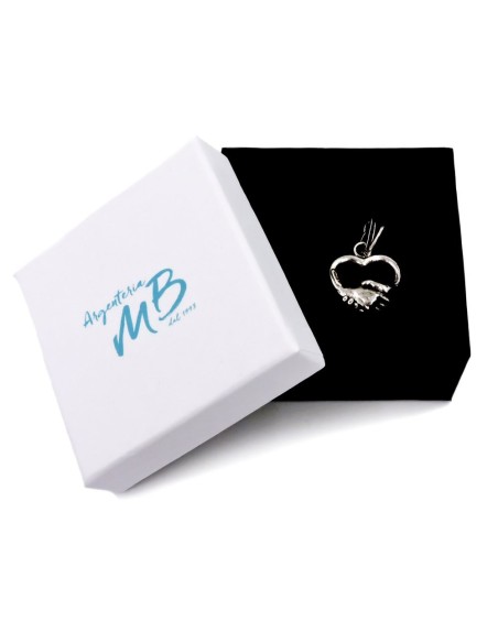 Solid Silver Heart Handshake Pendant 