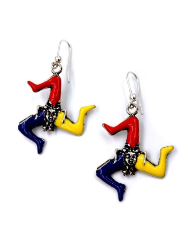 Solid Silver Sicilian Trinacria Earrings 