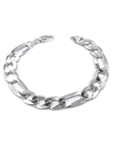925 Sterling Silver Figaro Alternating Link Bracelet 
