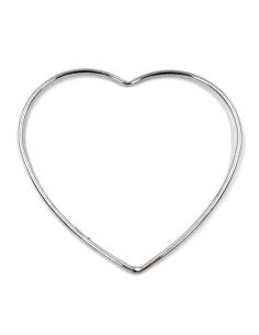 Heart Shaped 925 Sterling Silver Rigid Bracelet  2
