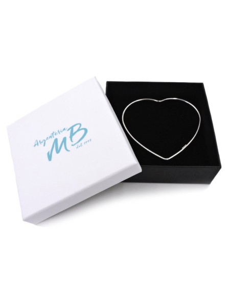 Heart Shaped 925 Sterling Silver Rigid Bracelet 