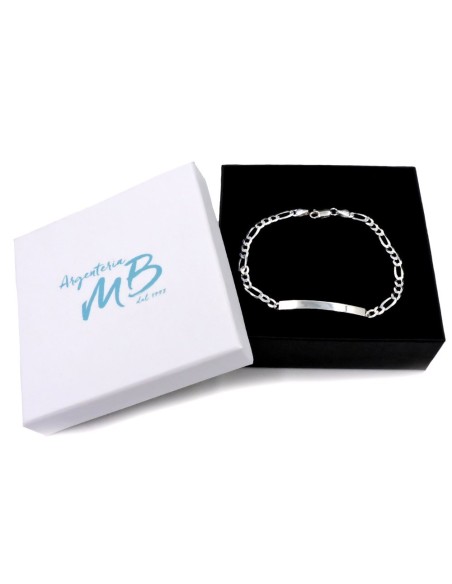 Bracciale in Argento 925 Maglia Alternata Targhetta Incisione Personalizzata