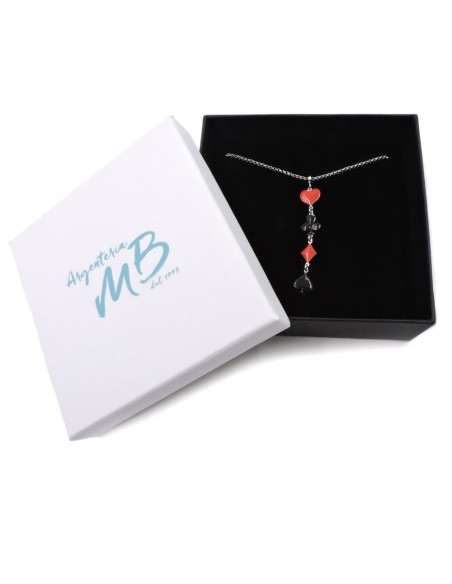 Bracciale Catena Donna in Argento 925 Rodiato con Ciondolo Doppio Cuore