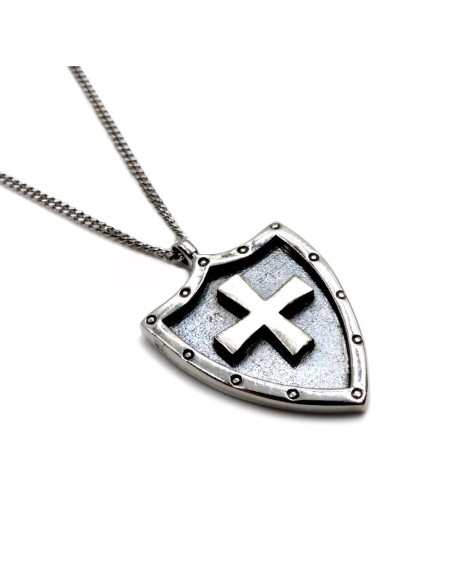 Collana Grumetta in Argento 925 con Ciondolo Scudo con Croce 