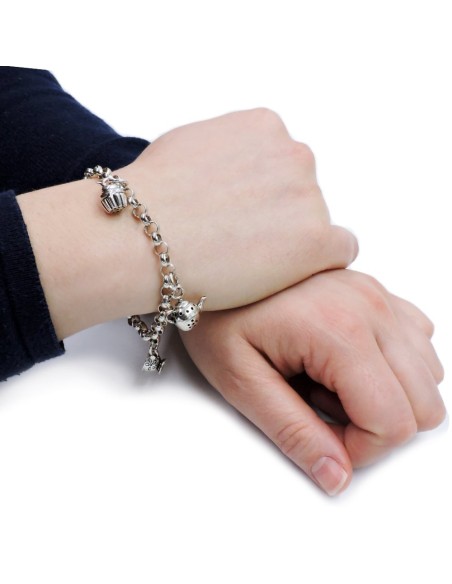 925 Sterling Silver Tea Time Addicted Bracelet 