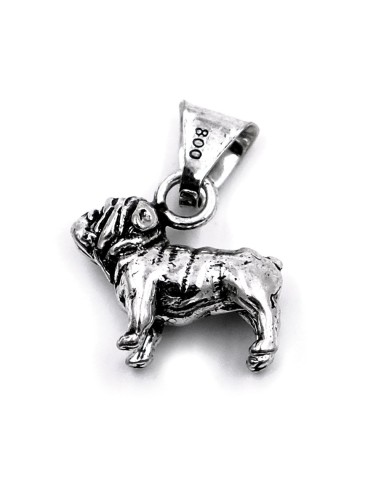 Solid Silver British Bulldog Pendant 