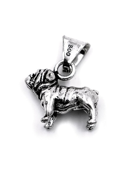 Solid Silver British Bulldog Pendant 