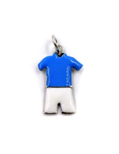 Ciondolo Divisa da Calcio Bianco Azzurra in Argento Smaltato