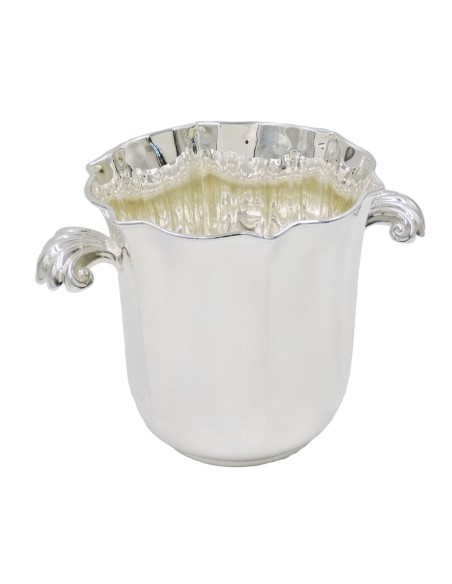 Silberner Eisbehälter mit Muschelgriffen