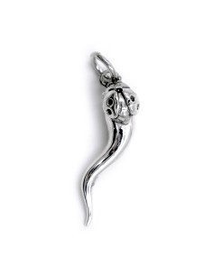 Solid Silver Lucky Horn with Ladybug Pendant 