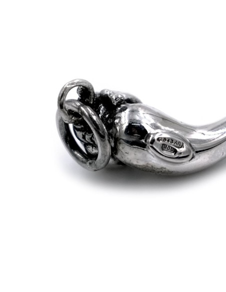 Ciondolo Corno con Coccinella Portafortuna in Argento 800