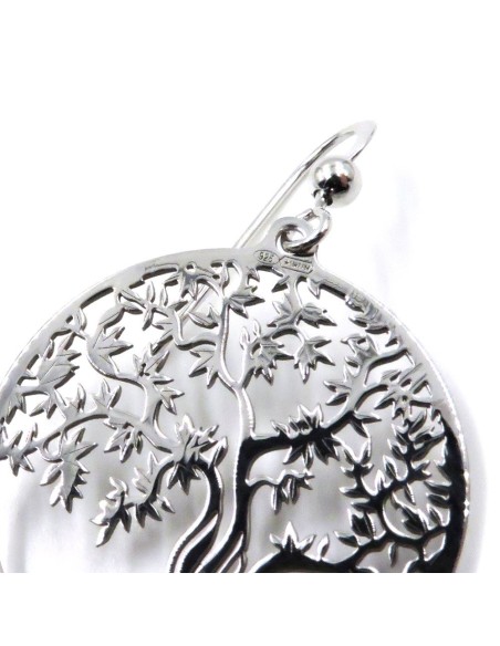 925 Sterling Silver Tree of Life Pendant Earrings 