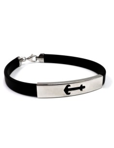 925 Sterling Silver and Rubber Bracelet Anchor Strap by...
