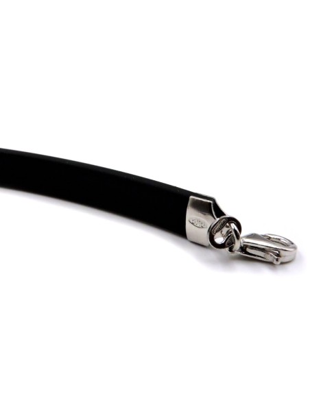Bracciale Uomo in Caucciù e Argento 925 Fascetta con Ancora