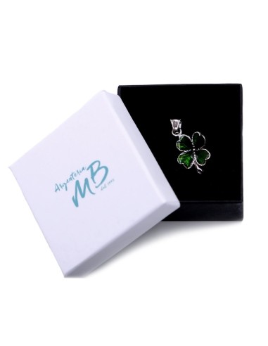 Solid Silver Enamelled Green Shamrock Pendant 