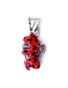 Red Enamelled Solid Silver Couple of  Ladybugs Pendant 
