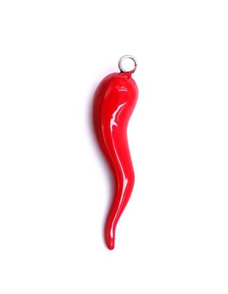Red Enamelled Solid Silver Lucky Horn Pendant 