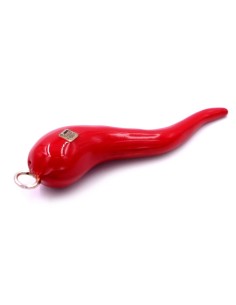 Red Enamelled Solid Silver Lucky Horn Pendant  2