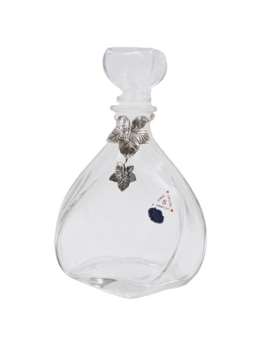 Twisted Crystal Liqueur Bottle with Silver Vine Leaf